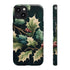 Dark Green Festive Holly in Watercolor - Impact Resistant Phone Case iPhone 13 Glossy